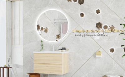 Probaty Bathrooms 800mm Round 3 Colors Led Mirror With Bluetooth,anti-Fog Touch Sensor Backlit Illuminated Wall Mirror - image 1