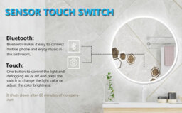 Probaty Bathrooms 800mm Round 3 Colors Led Mirror With Bluetooth,anti-Fog Touch Sensor Backlit Illuminated Wall Mirror - thumbnail 4