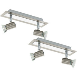 2 Pack Satin Nickel Chrome Plated Gu10 Wall Spot Lights With 2X5W Bulbs