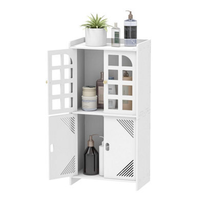 White Waterproof Bathroom Cabinet Free Standing Storage Organizer - image 1