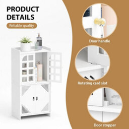 White Waterproof Bathroom Cabinet Free Standing Storage Organizer - thumbnail 3