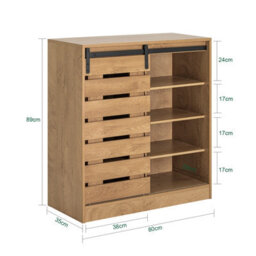 Sobuy Fsb65-N,storage Cabinet Sideboard Cupboard Hallway Shoe Cabinet Wood Veneer,w80Xd35Xh89 - thumbnail 3