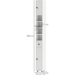 Tall Bathroom Cabinet Narrow Storage Unit Shelving Drawer - thumbnail 2