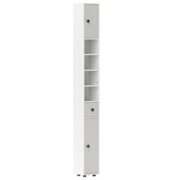 Tall Bathroom Cabinet Narrow Storage Unit Shelving Drawer - thumbnail 1