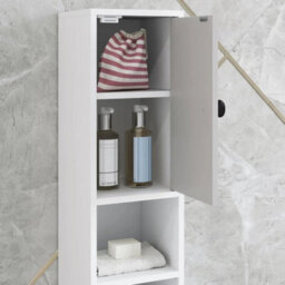 Tall Bathroom Cabinet Narrow Storage Unit Shelving Drawer - thumbnail 5
