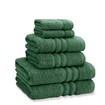 Catherine Lansfield Bathroom Zero Twist 500 Gsm Soft & Absorbent Cotton 6 Piece Towel Set Forest Green - image 1