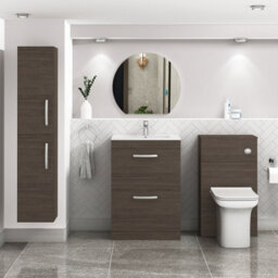Royal Bathrooms Turin Grey Elm 600mm Floor Standing Vanity Unit 2 Drawer With Minimalist Basin Sink - thumbnail 2