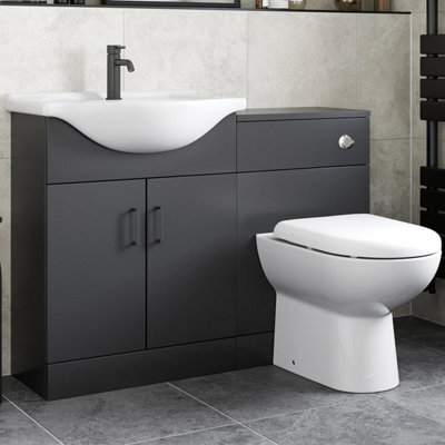 Aveli Black Toilet & Basin Vanity Unit Combination 1150mm - image 1