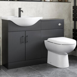 Aveli Black Toilet & Basin Vanity Unit Combination 1150mm - thumbnail 1