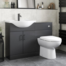 Aveli Black Toilet & Basin Vanity Unit Combination 1150mm - thumbnail 2