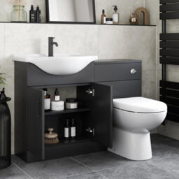Aveli Black Toilet & Basin Vanity Unit Combination 1150mm - thumbnail 3