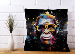 Warren Reed Designer Coloured Splashart Monkey Face Cushions 45Cm X 45Cm - thumbnail 2