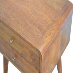 Matteo Solid Wood 2-Drawer Curved Bedside Chest - Dark Brown - thumbnail 4