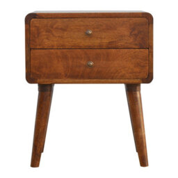 Matteo Solid Wood 2-Drawer Curved Bedside Chest - Dark Brown - thumbnail 5