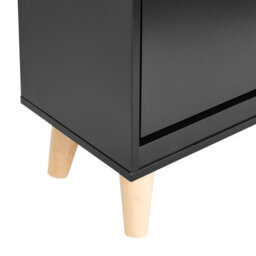 Wyld And Coco Armadietto Black 3-Compartment Mdf Shoe Cabinet With Rubberwood Legs For Hallway Storage - thumbnail 8