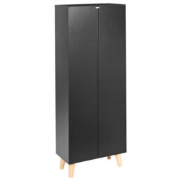 Wyld And Coco Armadietto Black 3-Compartment Mdf Shoe Cabinet With Rubberwood Legs For Hallway Storage - thumbnail 6