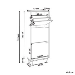 Wyld And Coco Armadietto Black 3-Compartment Mdf Shoe Cabinet With Rubberwood Legs For Hallway Storage - thumbnail 4