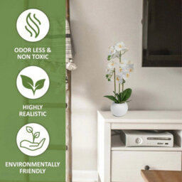 Artificial Orchid Flower Display In Pot 60Cm White Realistic Home Party Decor - thumbnail 6