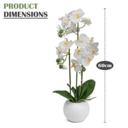 Artificial Orchid Flower Display In Pot 60Cm White Realistic Home Party Decor - thumbnail 2