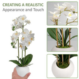 Artificial Orchid Flower Display In Pot 60Cm White Realistic Home Party Decor - thumbnail 4