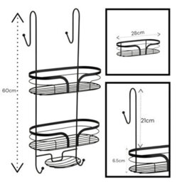 Showerdrape Dante Black Freestanding Floor Caddy And 2 Tier Over Door Hook Shower Caddy - thumbnail 4