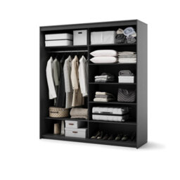 Arte Stylish Trend 1 Sliding Door Wardrobe W200Cm X H220Cm X D63Cm In Black - Modern Storage With Elegance - thumbnail 3