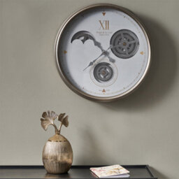 Pacific Lifestyle White And Silver Metal Working Cog Wall Clock - thumbnail 1