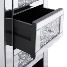 Beliani Silver Mirrored Bedside Table, 3 Drawers, 60 X 30 X 30 Cm - thumbnail 7