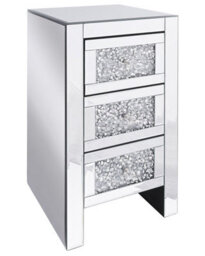 Beliani Silver Mirrored Bedside Table, 3 Drawers, 60 X 30 X 30 Cm - thumbnail 3