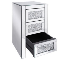 Beliani Silver Mirrored Bedside Table, 3 Drawers, 60 X 30 X 30 Cm - thumbnail 5