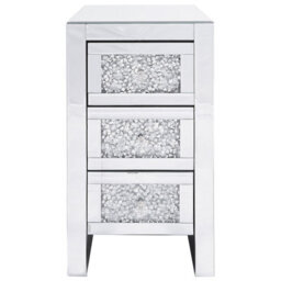 Beliani Silver Mirrored Bedside Table, 3 Drawers, 60 X 30 X 30 Cm - thumbnail 1