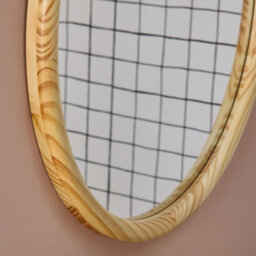 60Cm Round Pine Wooden Mirror Natural - Sweeek - thumbnail 3