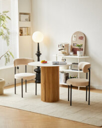 Nordlys Set Of 2 Metal And Ribbed Beige Velvet Dining Chairs Modern Design Style Dining Room - thumbnail 4