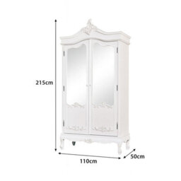 Melody Maison Antique White Mirrored Wardrobe - Pays Blanc Range - thumbnail 7