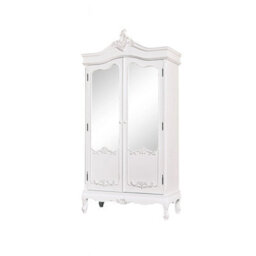 Melody Maison Antique White Mirrored Wardrobe - Pays Blanc Range - thumbnail 6