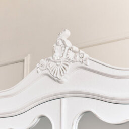 Melody Maison Antique White Mirrored Wardrobe - Pays Blanc Range - thumbnail 3