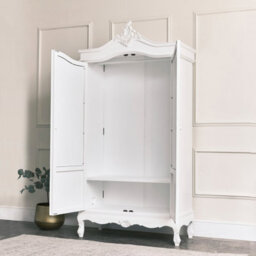 Melody Maison Antique White Mirrored Wardrobe - Pays Blanc Range - thumbnail 5