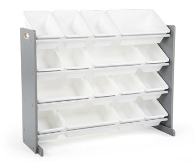 Humble Crew Children's Shelf, Toy Organiser Shelf With 16 Storage Boxes, Grey/white - image 1