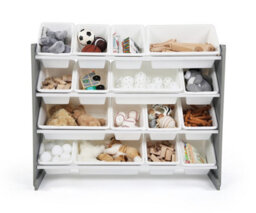Humble Crew Children's Shelf, Toy Organiser Shelf With 16 Storage Boxes, Grey/white - thumbnail 3