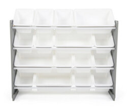 Humble Crew Children's Shelf, Toy Organiser Shelf With 16 Storage Boxes, Grey/white - thumbnail 2