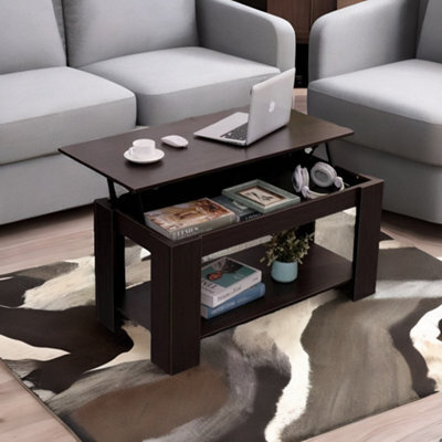 Rafaelo Mobilia Industrial Walnut Lift Top Coffee Table With Hidden Storage - image 1