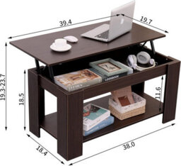 Rafaelo Mobilia Industrial Walnut Lift Top Coffee Table With Hidden Storage - thumbnail 6