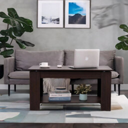 Rafaelo Mobilia Industrial Walnut Lift Top Coffee Table With Hidden Storage - thumbnail 5