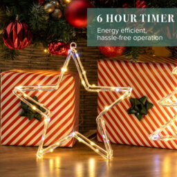 The Christmas Workshop Acrylic Led Christmas Star Light - Mixed Led Christmas Decorations - 6 Hour Timer - Battery Operated - thumbnail 2