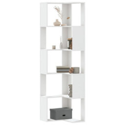 Berkfield Corner Bookcase 5-Tier White 50X50X179 Cm Engineered Wood - thumbnail 1