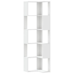 Berkfield Corner Bookcase 5-Tier White 50X50X179 Cm Engineered Wood - thumbnail 2