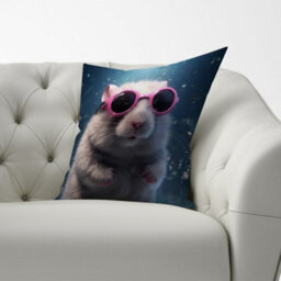 Warren Reed Designer Splashart Doormouse With Pink Glasses Cushions 33Cm X 48Cm - thumbnail 2