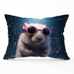 Warren Reed Designer Splashart Doormouse With Pink Glasses Cushions 33Cm X 48Cm - thumbnail 1