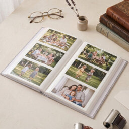 Living And Home 300 Pocket Photo Album Grey Linen Hardcover Window Design Memory Storage Book - thumbnail 3