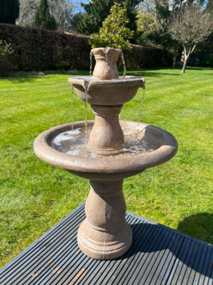 All Pond Solutions Antique Stone Effect Classic Grey 3 Tier Fountain Water Feature - image 1